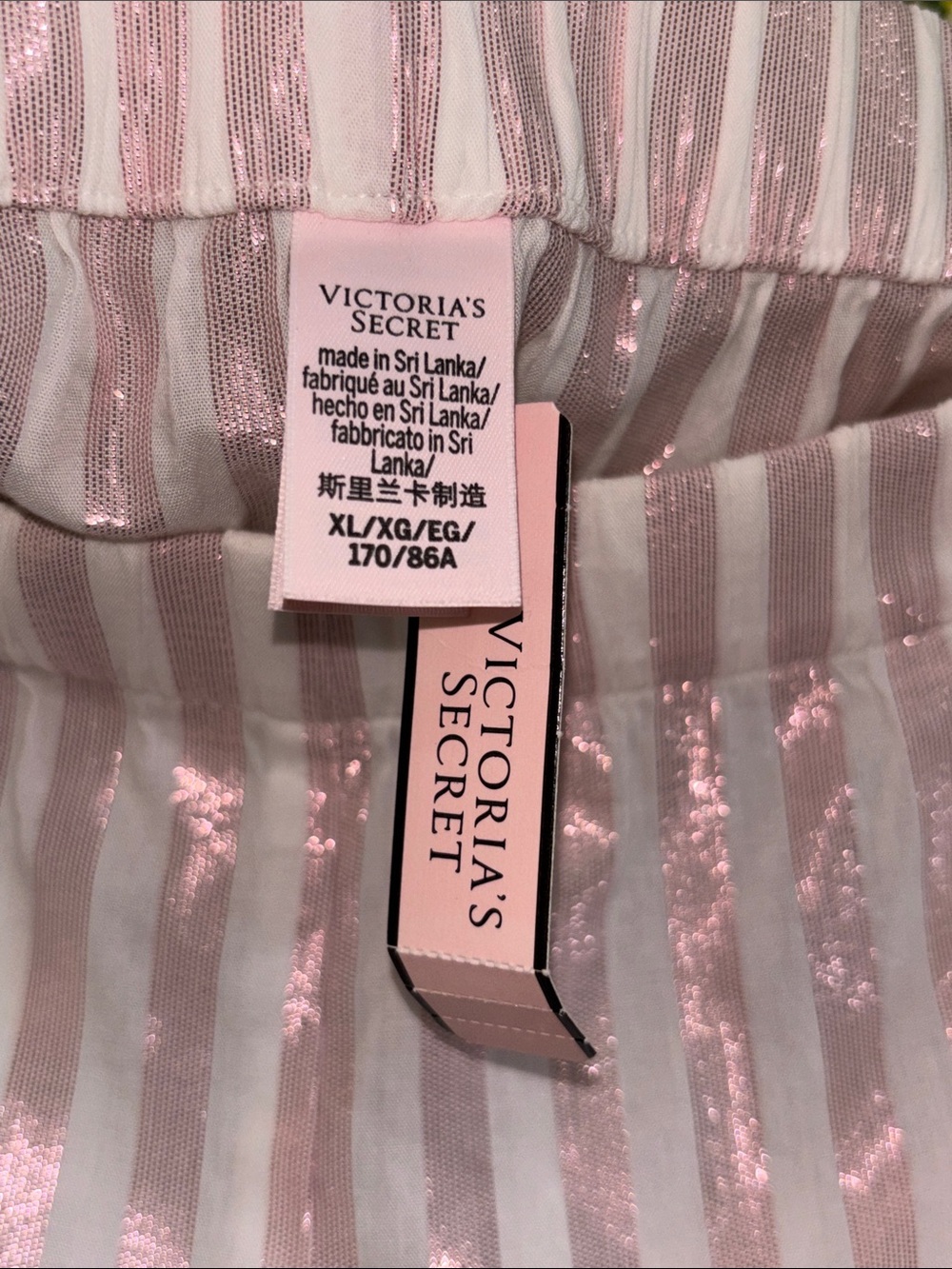 XL Victorias Secret Pajamas Set New with Tags Iconic Pink and White Stripes - Picture 10 of 12